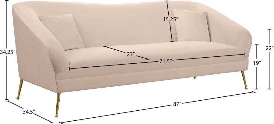 Hermosa Pink Velvet Sofa - 658Pink-S - Vega Furniture