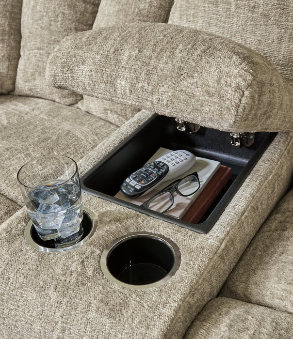 Hindmarsh Stone Power Reclining Loveseat with Console - 9030918 - Vega Furniture