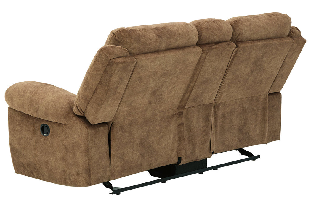 Huddle-Up Nutmeg Glider Reclining Loveseat with Console - 8230494 - Vega Furniture