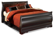 Huey Vineyard Black Queen Sleigh Bed - SET | B128-74 | B128-77 | B128-98 - Vega Furniture