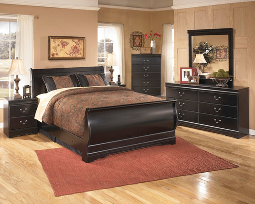 Huey Vineyard Black Sleigh Bedroom Set - SET | B128-74 | B128-77 | B128-98 | B128-31 | B128-36 | B128-92 | B128-46 - Vega Furniture