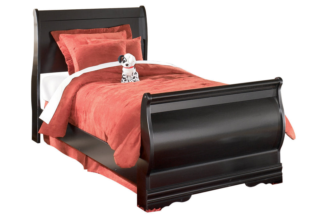 Huey Vineyard Black Twin Sleigh Bed - SET | B128-62 | B128-63 | B128-82 - Vega Furniture