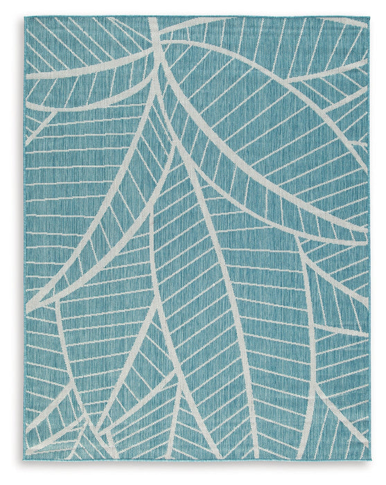 Hulsia Ivory/Aqua 5' x 7' Rug - R900122 - Vega Furniture