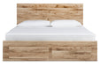 Hyanna Tan Queen Panel Storage Bedwith 2 Under Bed Storage Drawer - SET | B100-13 | B1050-54S | B1050-57 | B1050-60(2) - Vega Furniture