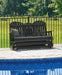 Hyland wave Black Outdoor Glider Loveseat - P108-835 - Vega Furniture