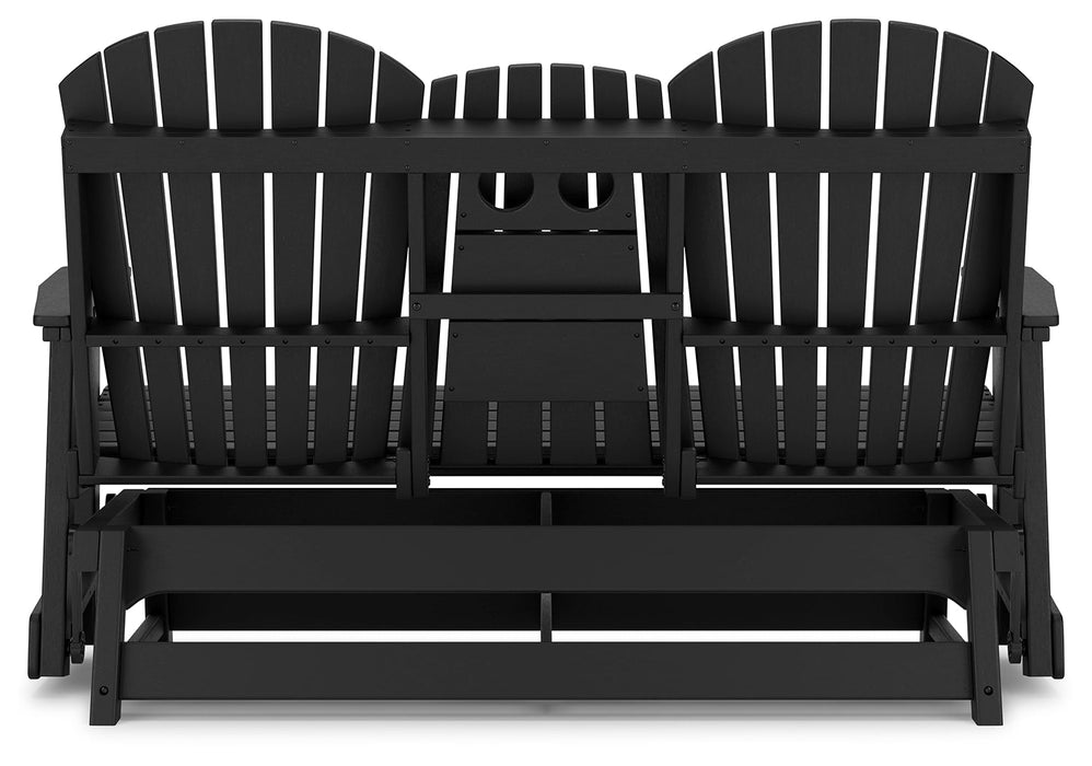 Hyland wave Black Outdoor Glider Loveseat - P108-835 - Vega Furniture