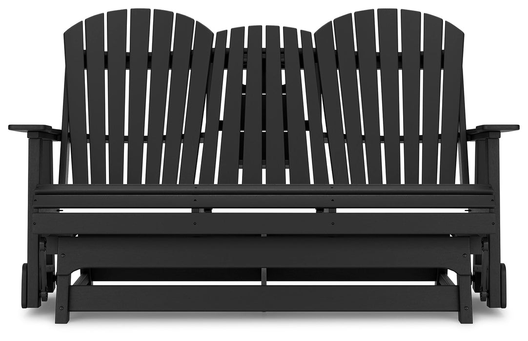 Hyland wave Black Outdoor Glider Loveseat - P108-835 - Vega Furniture