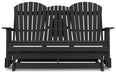 Hyland wave Black Outdoor Glider Loveseat - P108-835 - Vega Furniture