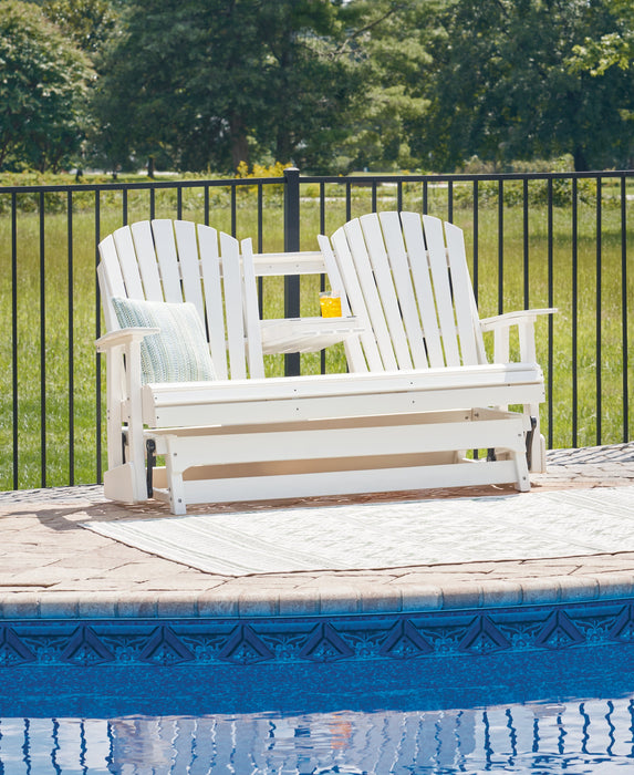 Hyland wave White Outdoor Glider Loveseat - P111-835 - Vega Furniture