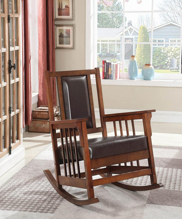 Ida Tobacco/Dark Brown Upholstered Rocking Chair - 600058 - Vega Furniture