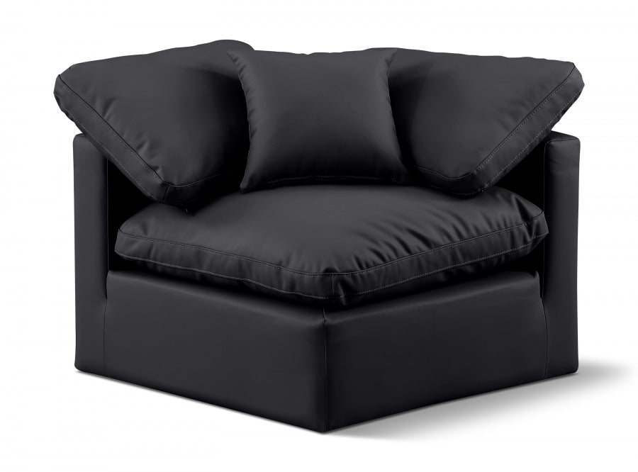 Indulge Faux Leather Living Room Chair Black - 146Black-Corner - Vega Furniture