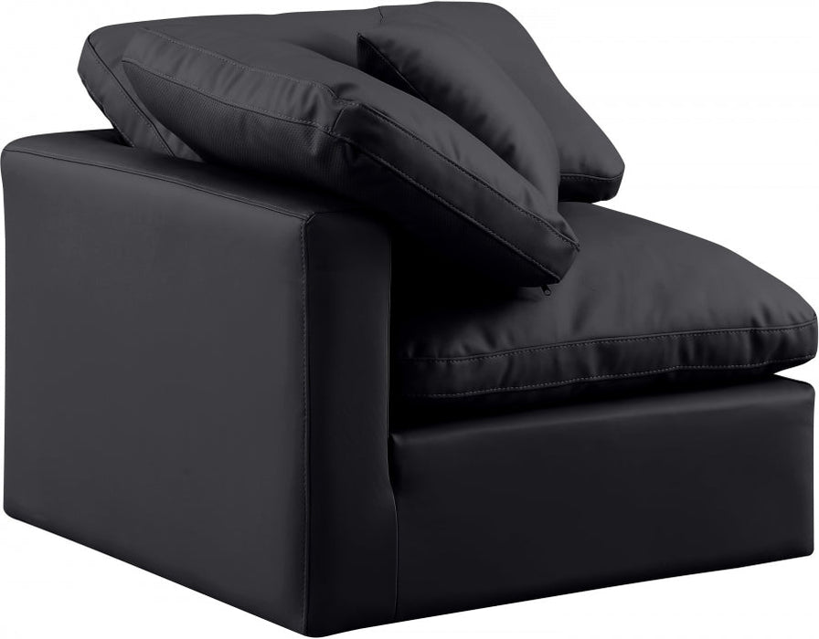 Indulge Faux Leather Living Room Chair Black - 146Black-Corner - Vega Furniture