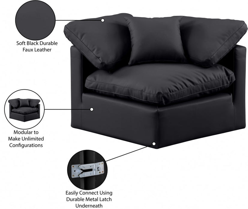 Indulge Faux Leather Living Room Chair Black - 146Black-Corner - Vega Furniture