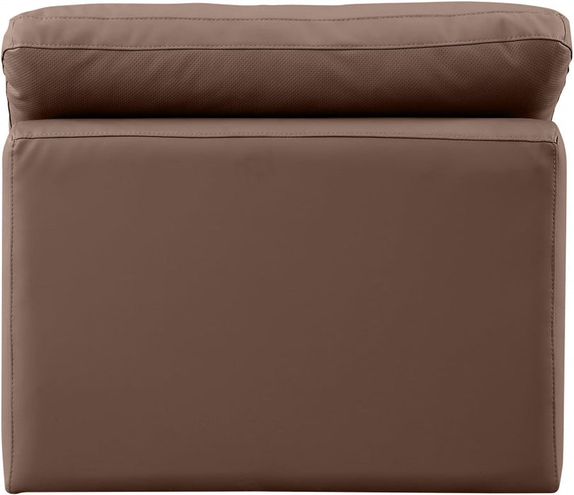 Indulge Faux Leather Living Room Chair Brown - 146Brown-Armless - Vega Furniture