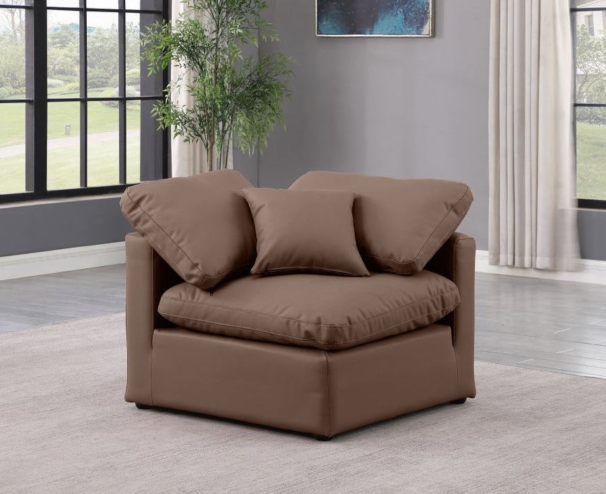 Indulge Faux Leather Living Room Chair Brown - 146Brown-Corner - Vega Furniture