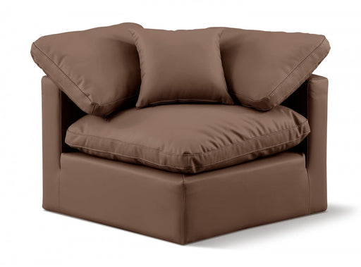 Indulge Faux Leather Living Room Chair Brown - 146Brown-Corner - Vega Furniture