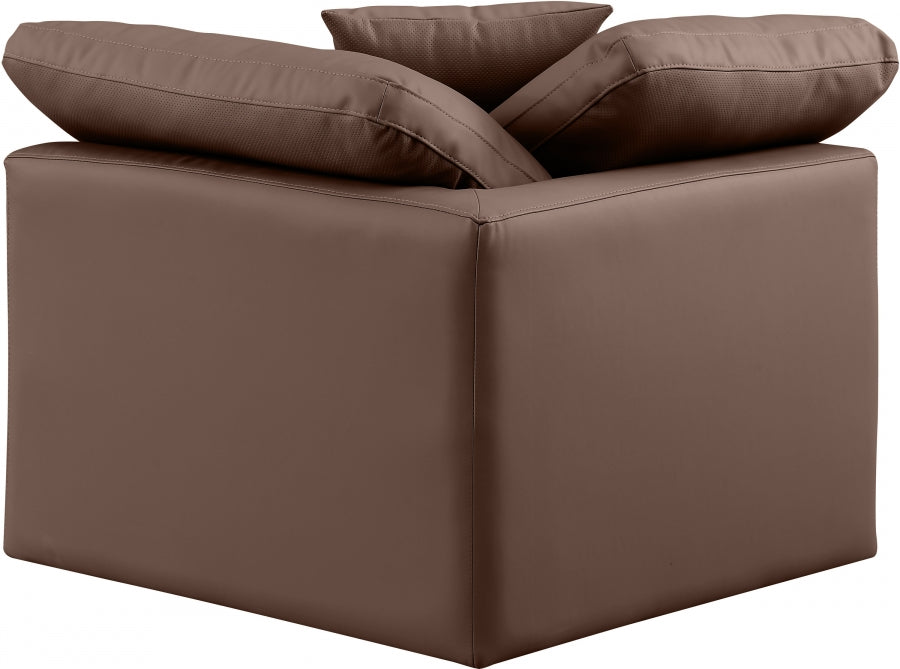 Indulge Faux Leather Living Room Chair Brown - 146Brown-Corner - Vega Furniture