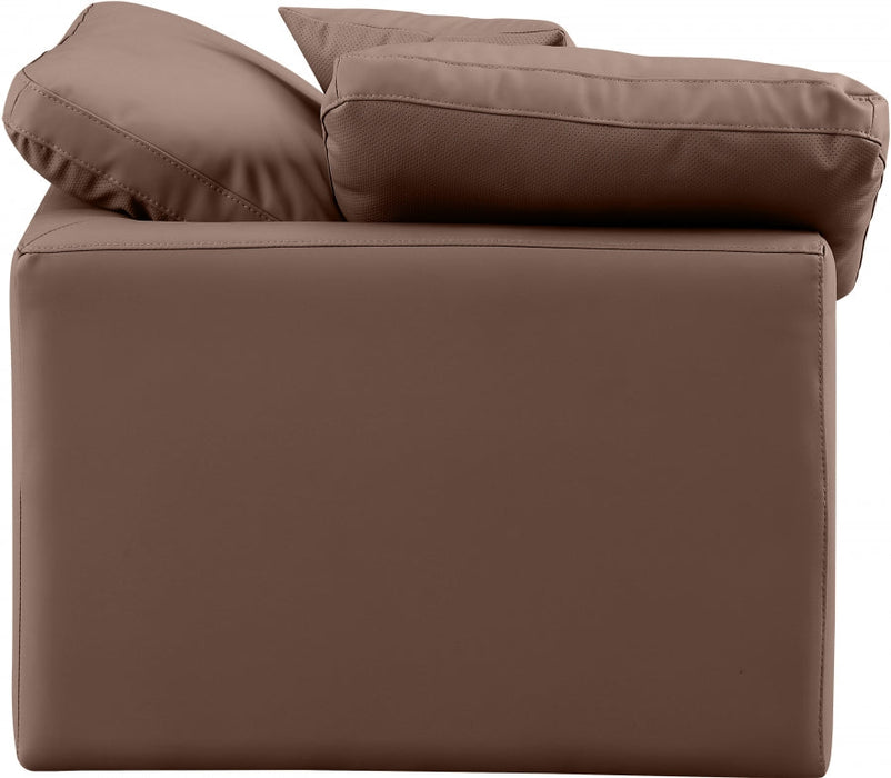 Indulge Faux Leather Living Room Chair Brown - 146Brown-Corner - Vega Furniture