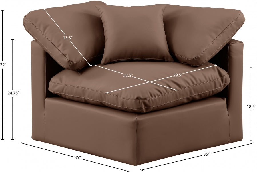 Indulge Faux Leather Living Room Chair Brown - 146Brown-Corner - Vega Furniture