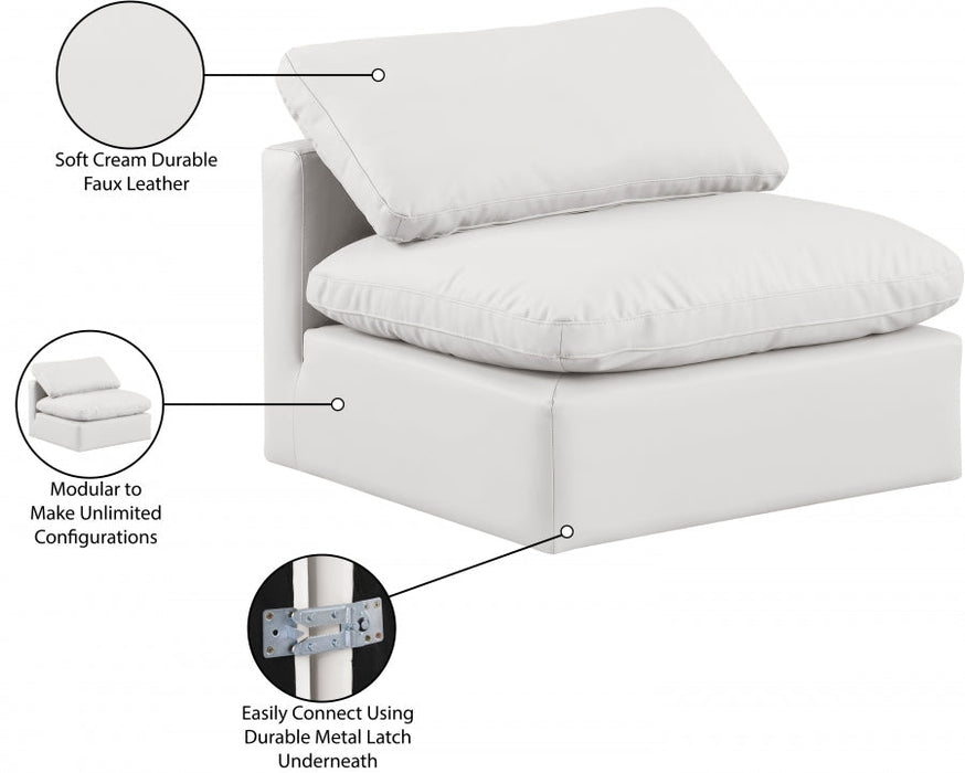 Indulge Faux Leather Living Room Chair Cream - 146Cream-Armless - Vega Furniture