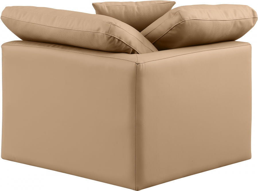 Indulge Faux Leather Living Room Chair Natural - 146Tan-Corner - Vega Furniture