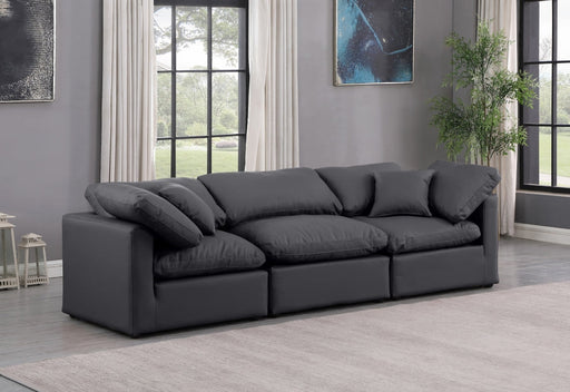 Indulge Faux Leather Sofa Black - 146Black-S105 - Vega Furniture