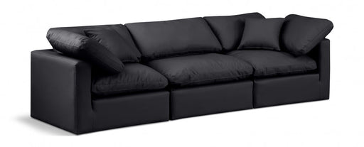 Indulge Faux Leather Sofa Black - 146Black-S105 - Vega Furniture