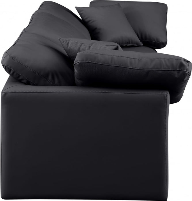 Indulge Faux Leather Sofa Black - 146Black-S105 - Vega Furniture
