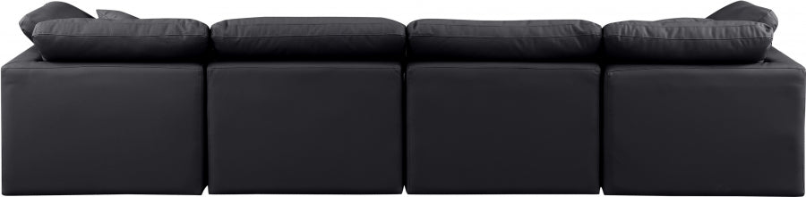 Indulge Faux Leather Sofa Black - 146Black-S140 - Vega Furniture