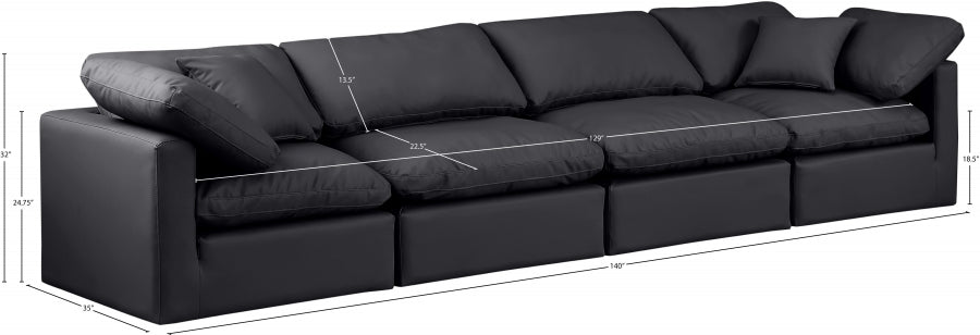 Indulge Faux Leather Sofa Black - 146Black-S140 - Vega Furniture