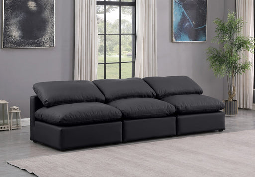 Indulge Faux Leather Sofa Black - 146Black-S3 - Vega Furniture