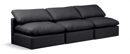 Indulge Faux Leather Sofa Black - 146Black-S3 - Vega Furniture