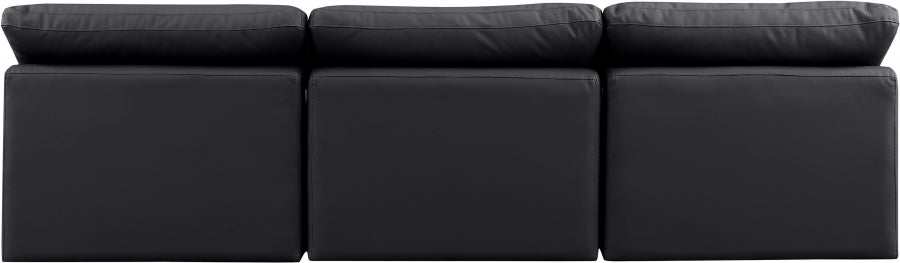 Indulge Faux Leather Sofa Black - 146Black-S3 - Vega Furniture