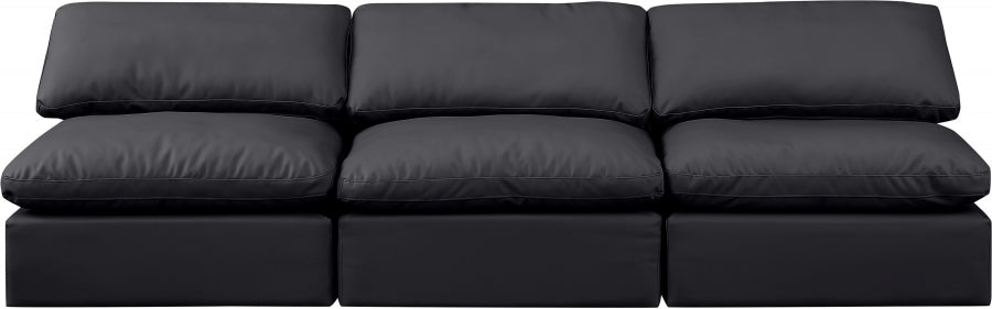 Indulge Faux Leather Sofa Black - 146Black-S3 - Vega Furniture