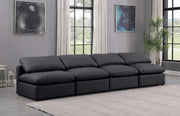 Indulge Faux Leather Sofa Black - 146Black-S4 - Vega Furniture