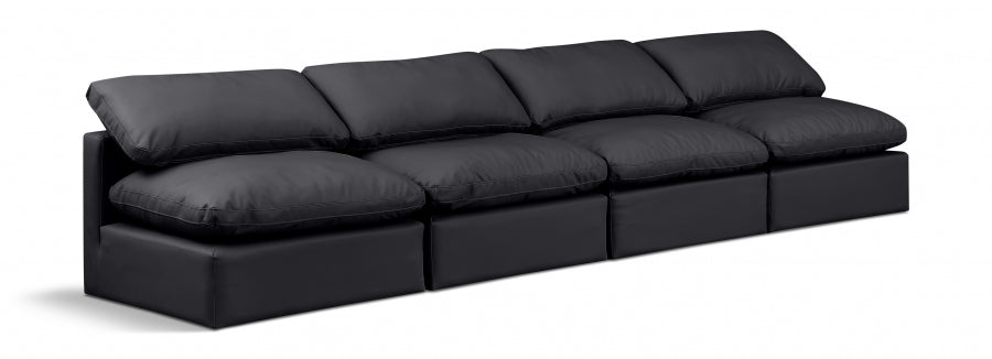 Indulge Faux Leather Sofa Black - 146Black-S4 - Vega Furniture