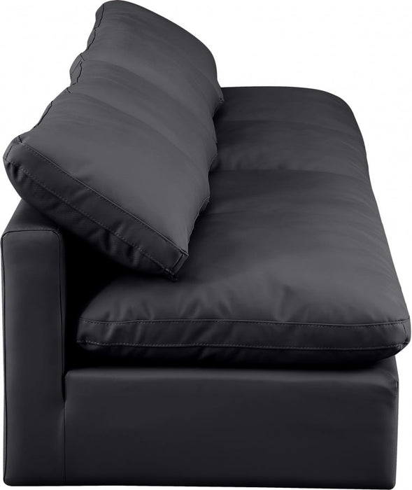 Indulge Faux Leather Sofa Black - 146Black-S4 - Vega Furniture