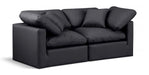 Indulge Faux Leather Sofa Black - 146Black-S70 - Vega Furniture