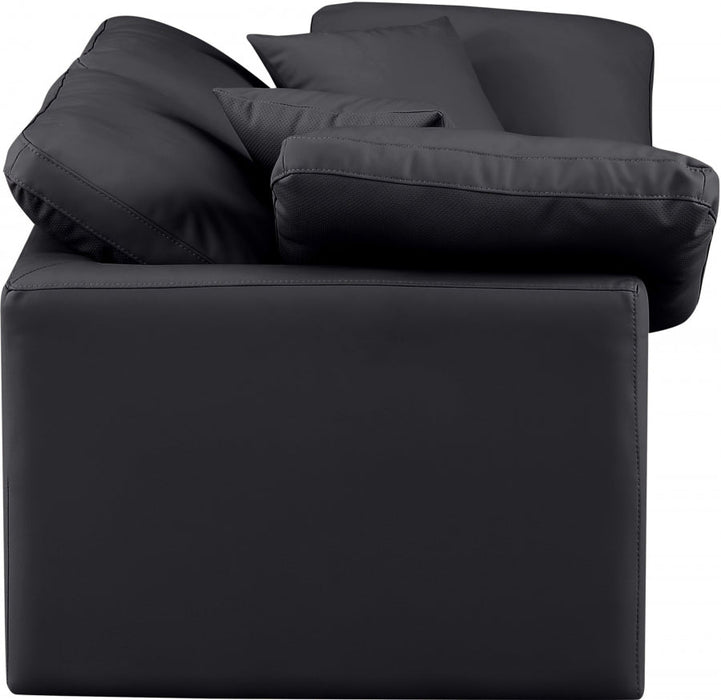 Indulge Faux Leather Sofa Black - 146Black-S70 - Vega Furniture