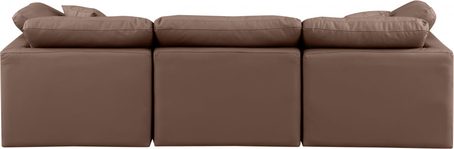 Indulge Faux Leather Sofa Brown - 146Brown-S105 - Vega Furniture