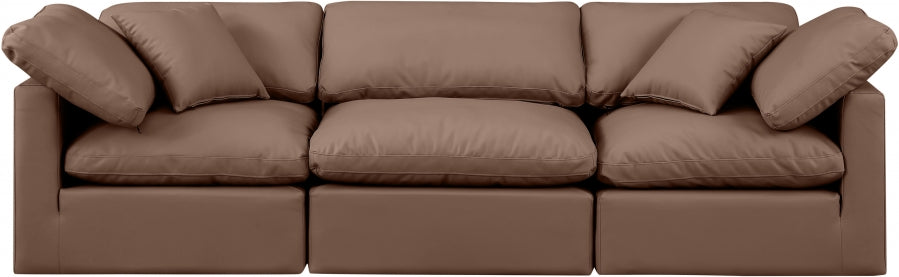 Indulge Faux Leather Sofa Brown - 146Brown-S105 - Vega Furniture