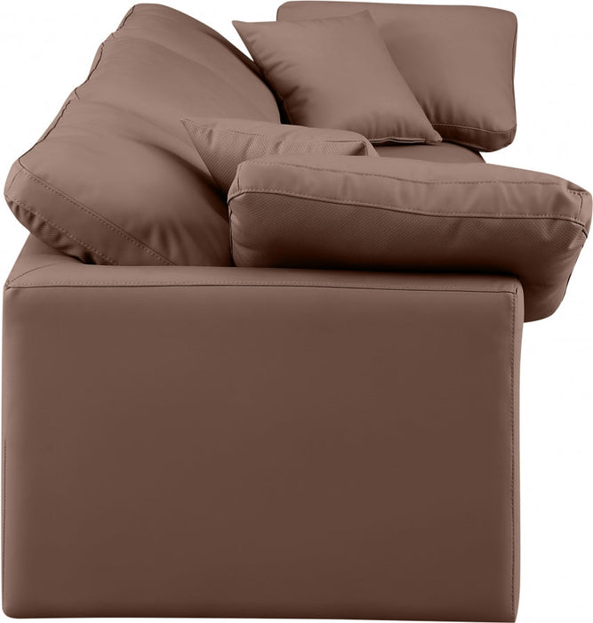 Indulge Faux Leather Sofa Brown - 146Brown-S105 - Vega Furniture