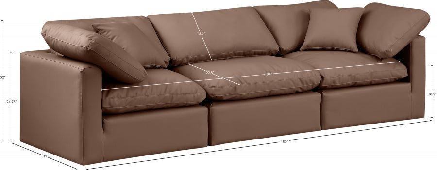 Indulge Faux Leather Sofa Brown - 146Brown-S105 - Vega Furniture
