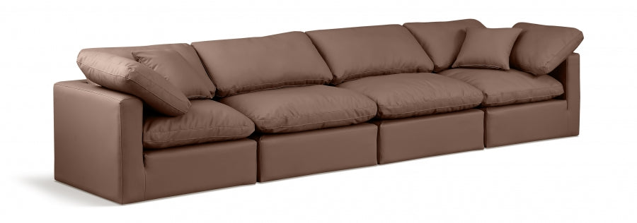 Indulge Faux Leather Sofa Brown - 146Brown-S140 - Vega Furniture