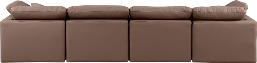 Indulge Faux Leather Sofa Brown - 146Brown-S140 - Vega Furniture