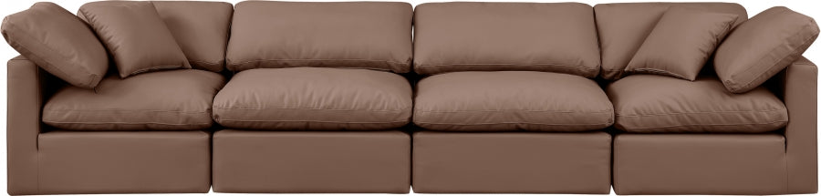 Indulge Faux Leather Sofa Brown - 146Brown-S140 - Vega Furniture