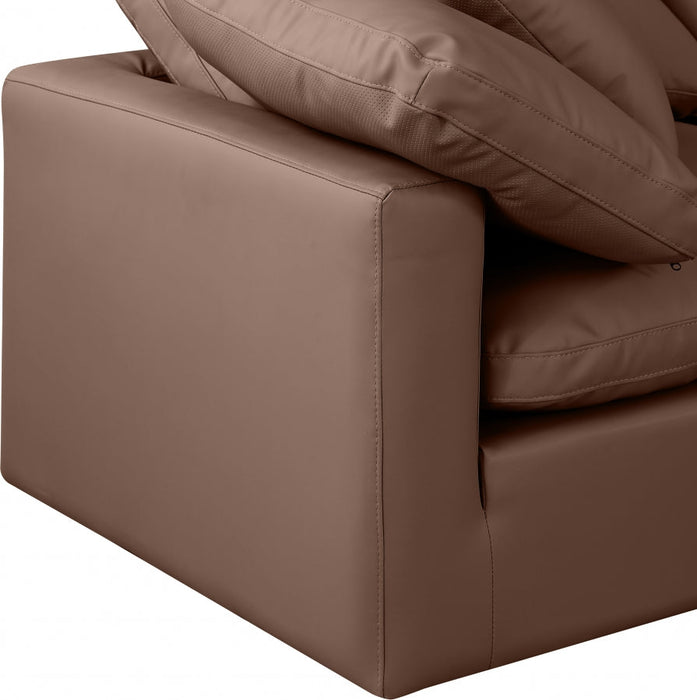 Indulge Faux Leather Sofa Brown - 146Brown-S140 - Vega Furniture