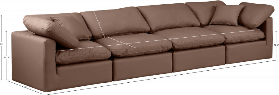 Indulge Faux Leather Sofa Brown - 146Brown-S140 - Vega Furniture