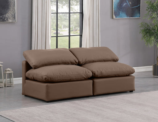 Indulge Faux Leather Sofa Brown - 146Brown-S2 - Vega Furniture