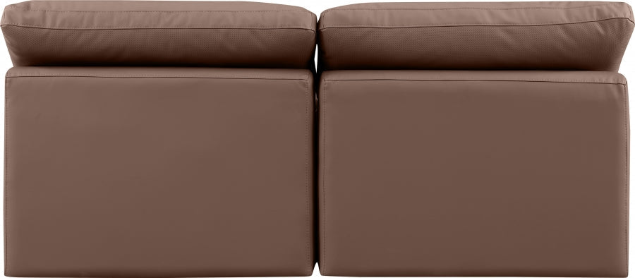 Indulge Faux Leather Sofa Brown - 146Brown-S2 - Vega Furniture